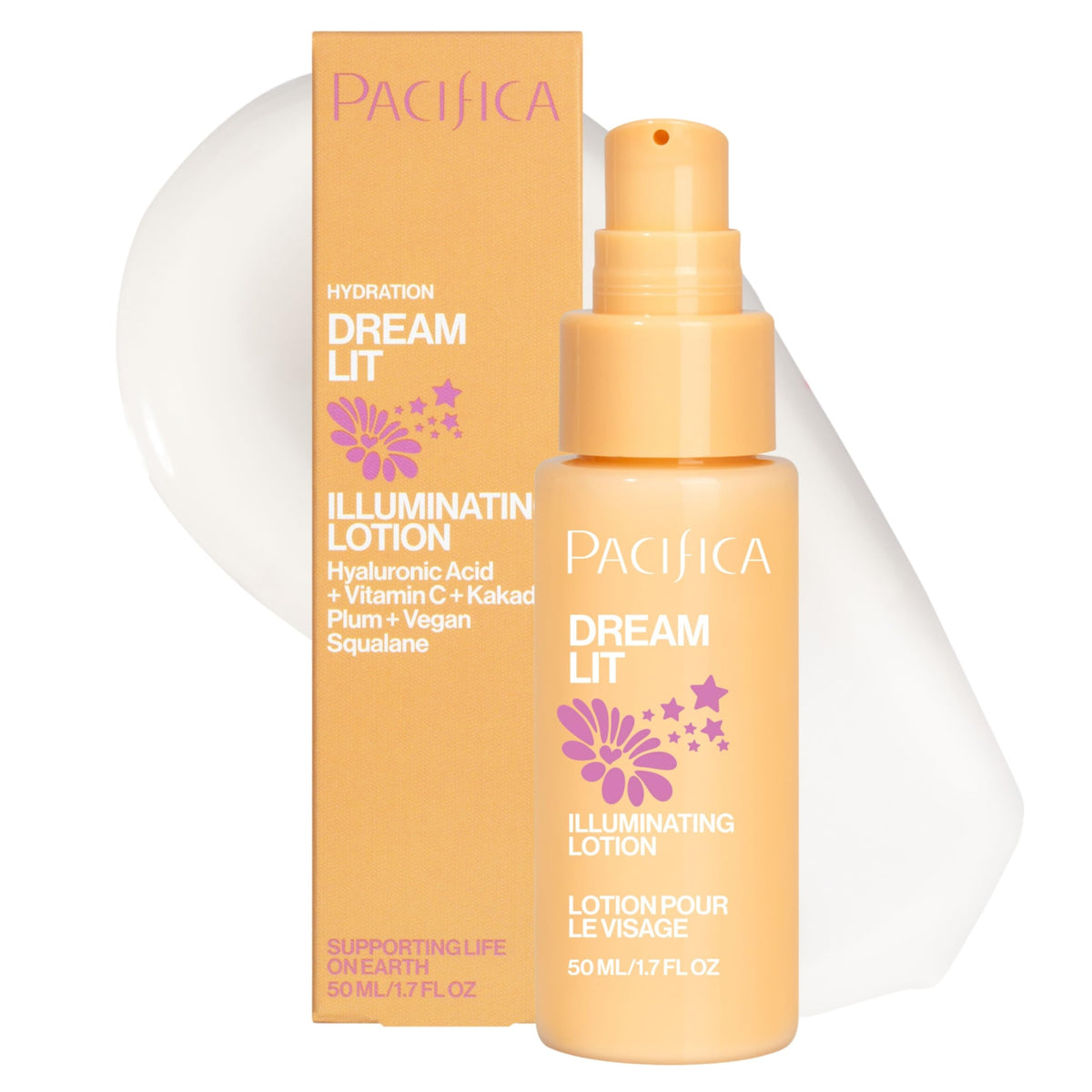 Pacifica Dreamlit flacon lumineux – éclat immédiat et hydratation légère.