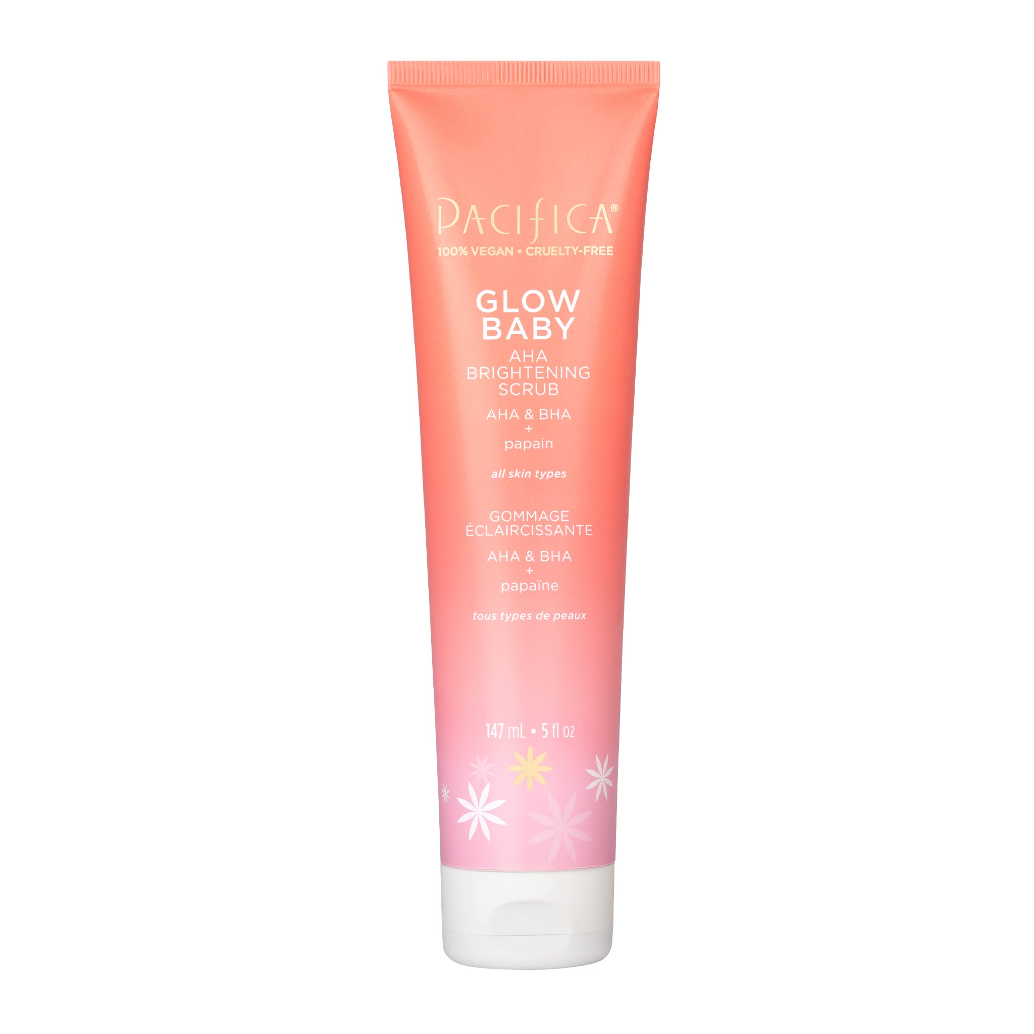 Pacifica Glow Baby Super Lit Scrub : flacon élégant prêt à démarrer votre routine maquillage.
