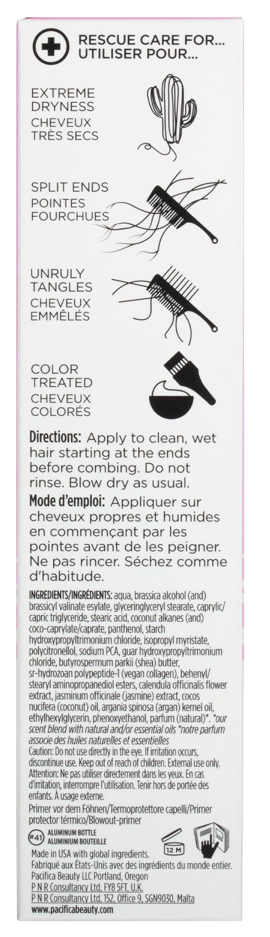 Pacifica Hydratation Végétale – Lait cheveux nourrit les pointes et répare les fourches.