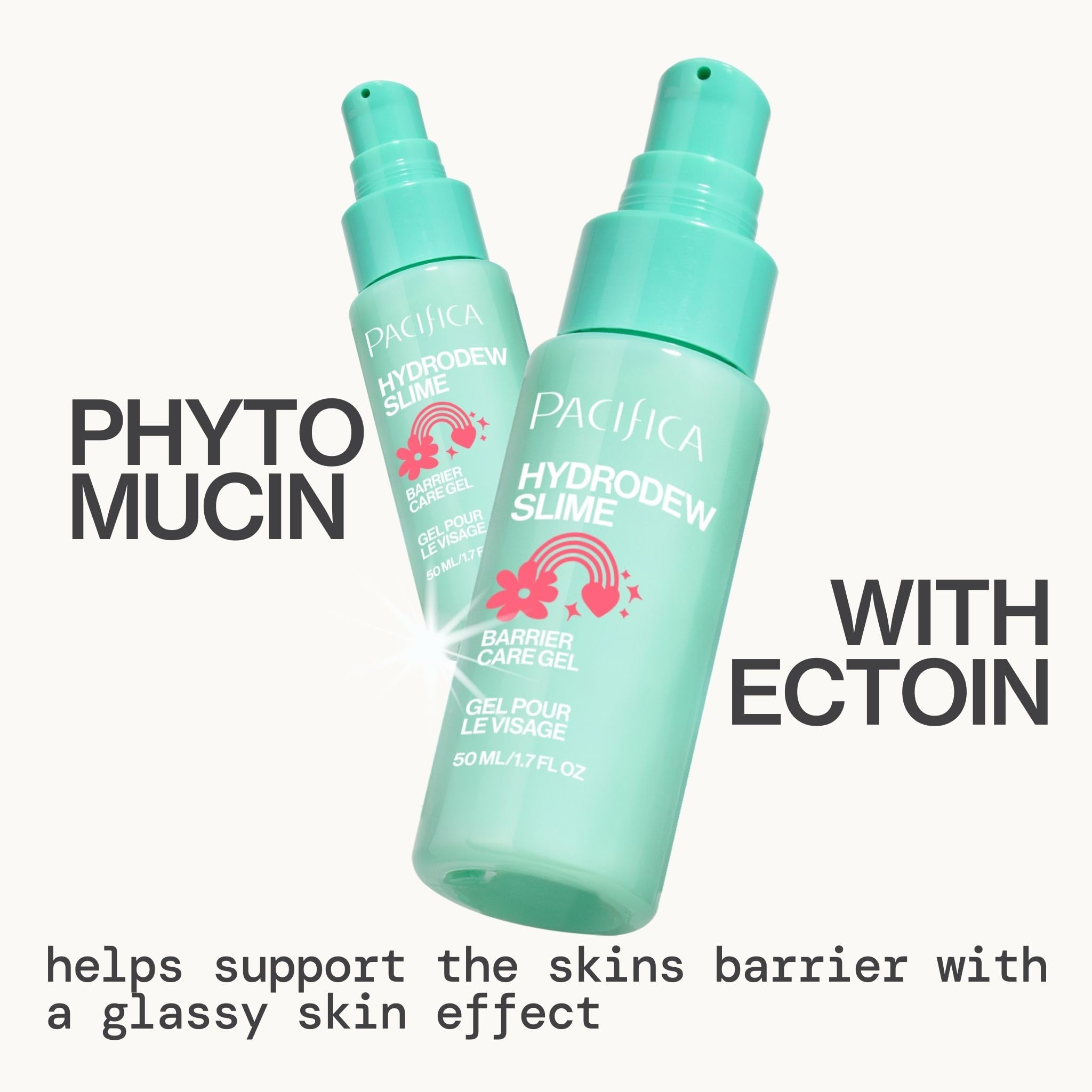 Hydrodew Slime Gel de Pacifica, texture translucide qui pénètre rapidement.