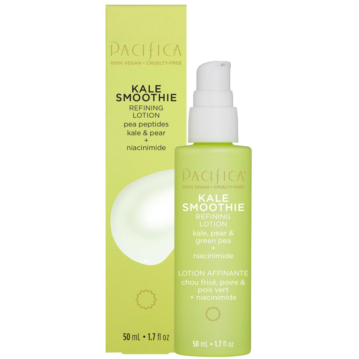 Pacifica Kale Smoothie Lotion – pompe, hydratation légère pour quotidien.