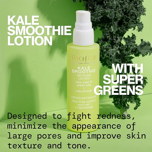 Pacifica Kale Smoothie Lotion – niacinamide et vitamine C pour teint uniforme.