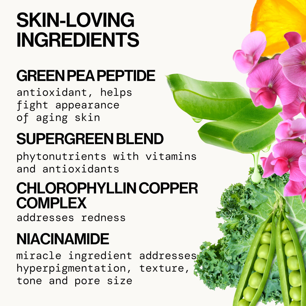 Vitamine C et E pour éclairer et protéger la peau.