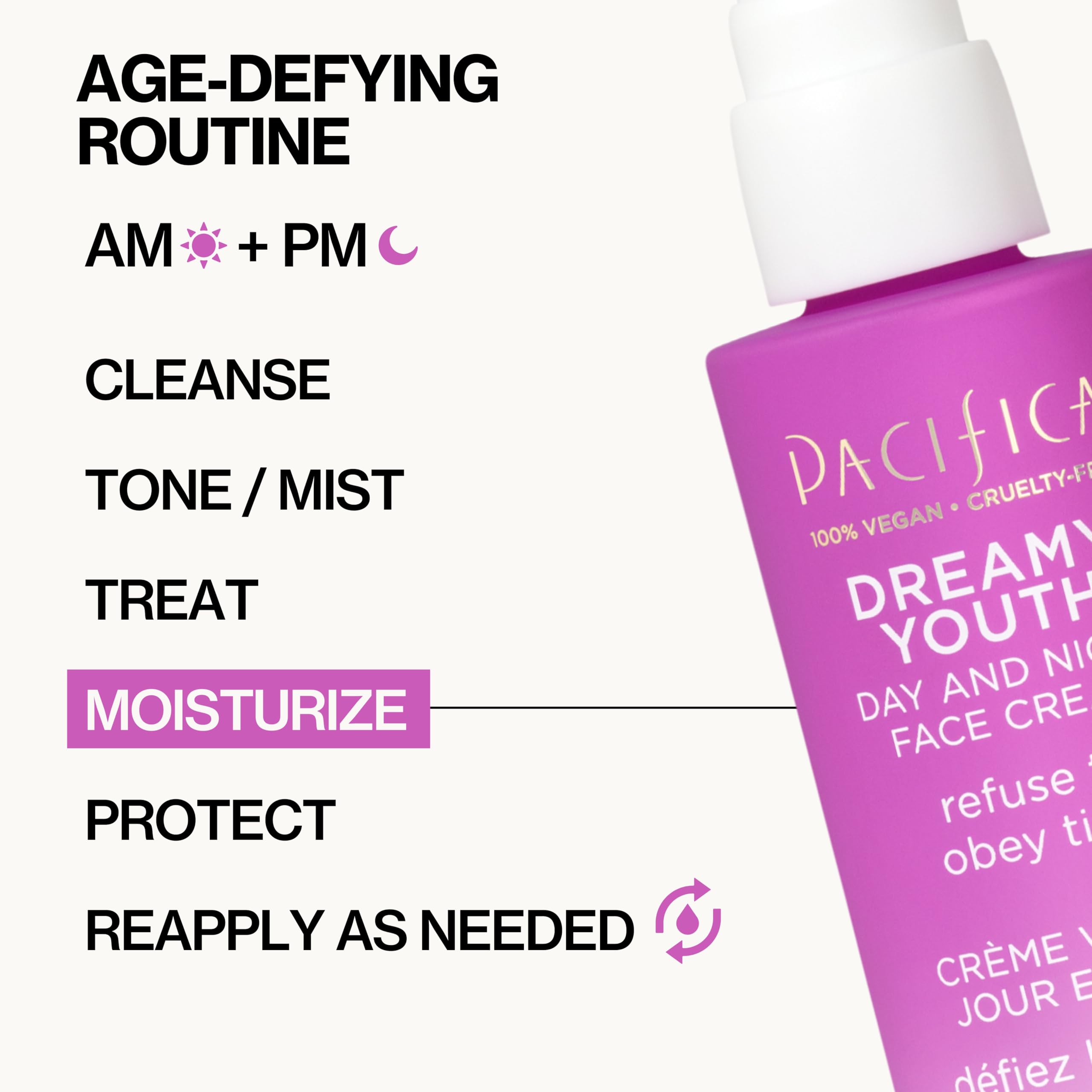 Pacifica peptides et cellules florales soutiennent la fermeté et l'éclat.