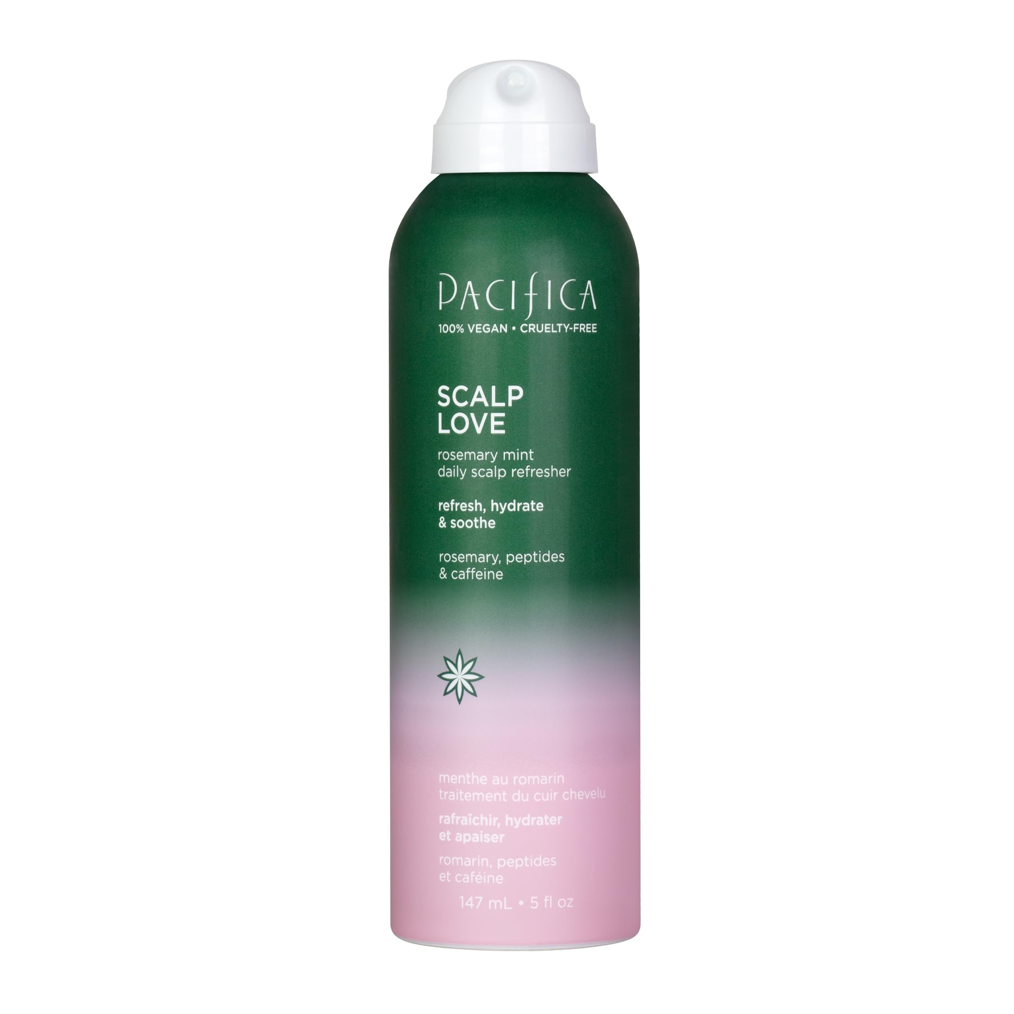 Pacifica Sérum Spray romarin et peptide sur cuir-chevelu, rafraîchit et équilibre.