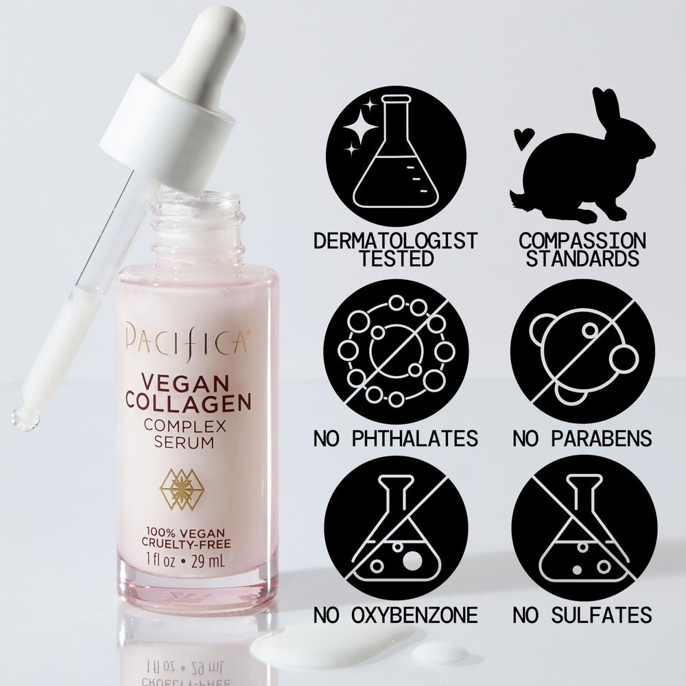 Flacon verre recyclable du Pacifica Vegan Collagen Complex Serum.