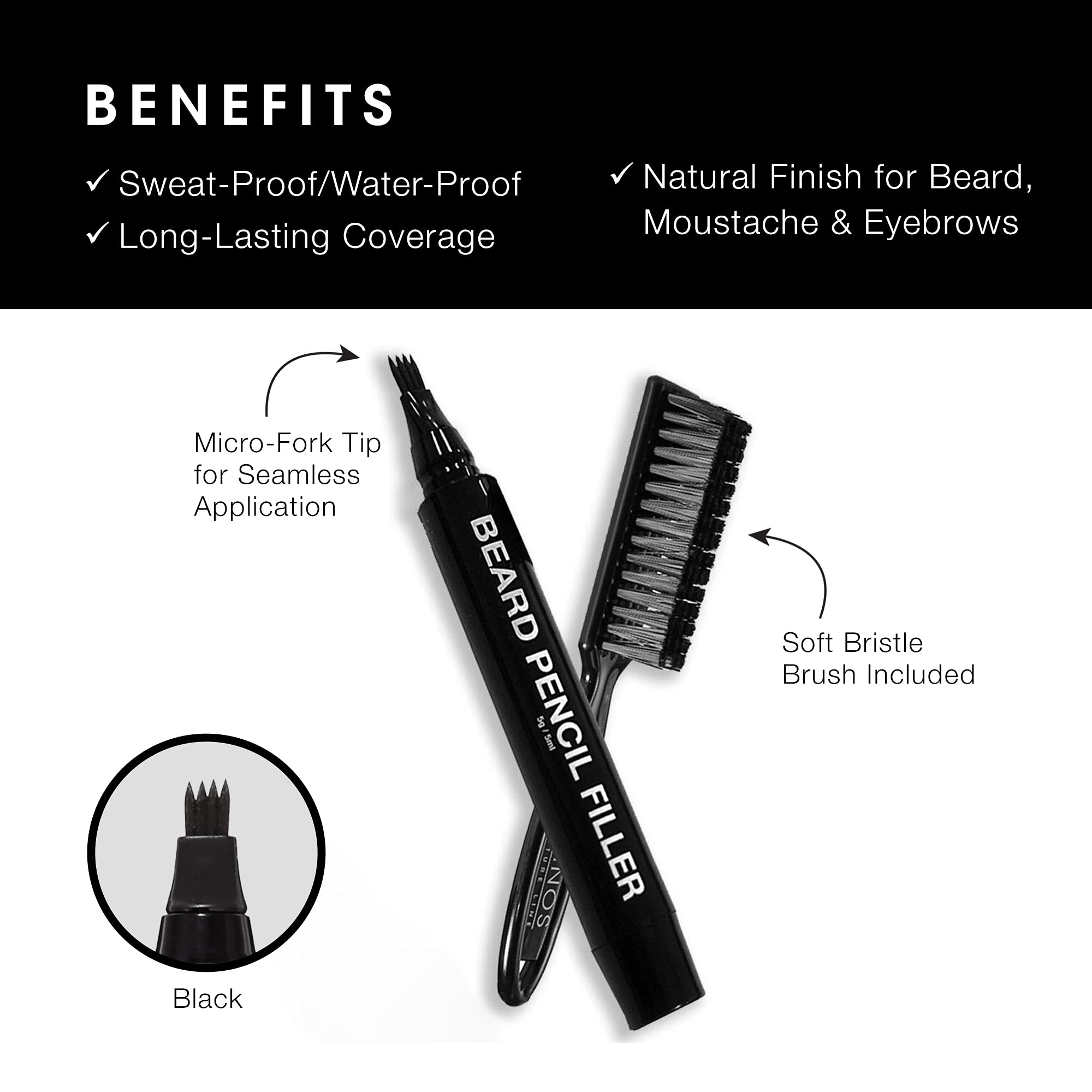 Pacinos Crayon barbe – application lisse avec pointe fourche.