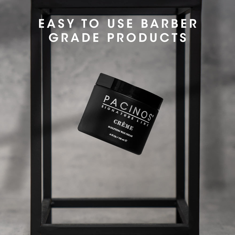 Pacinos Creme Wax Cream fo-hawk styling with structured shape.