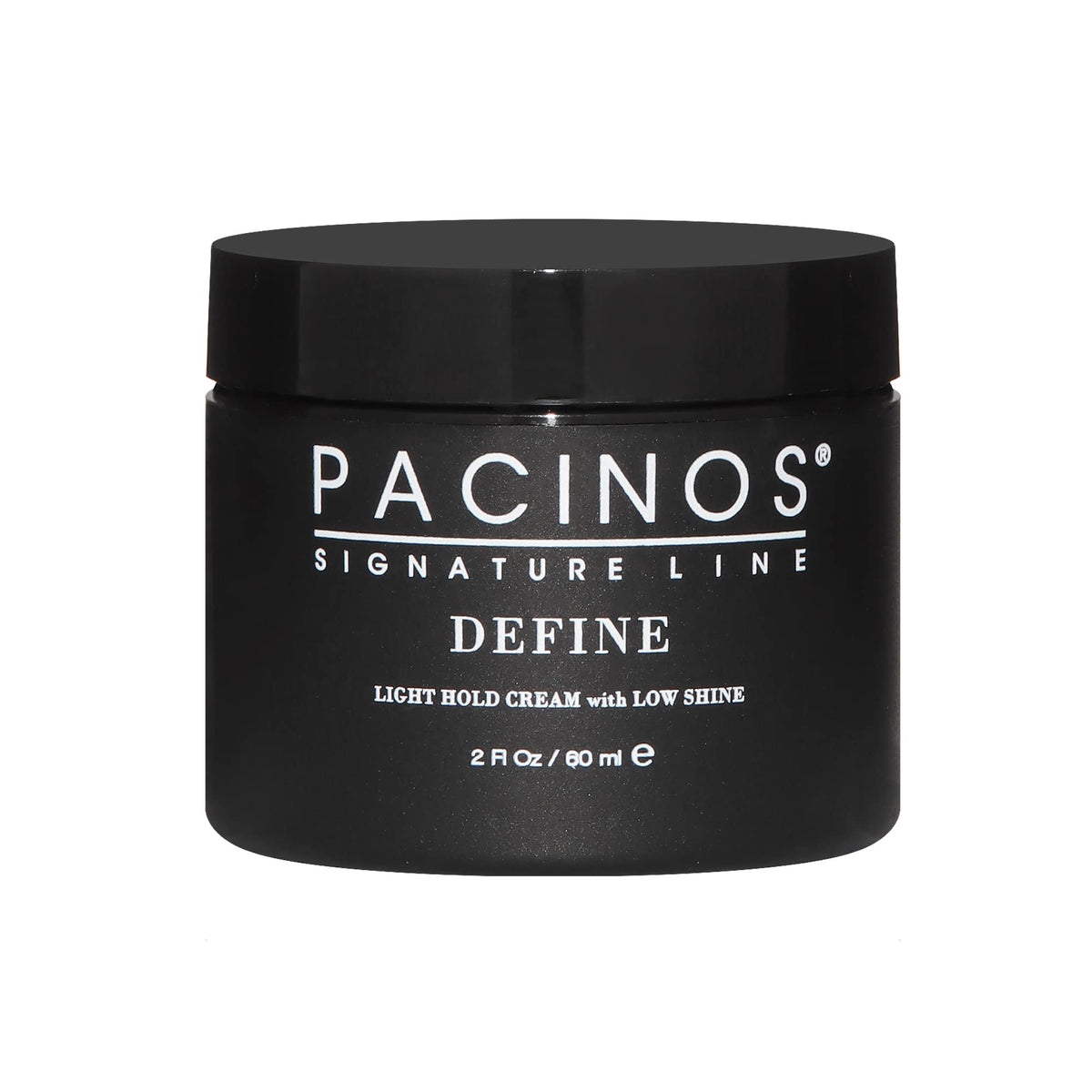 Pacinos Define Light Hold bottle close-up showcasing sleek design for easy styling.