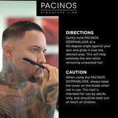 Utilisation quotidienne du Pacinos Derma Blades sur le visage pour définir la barbe.