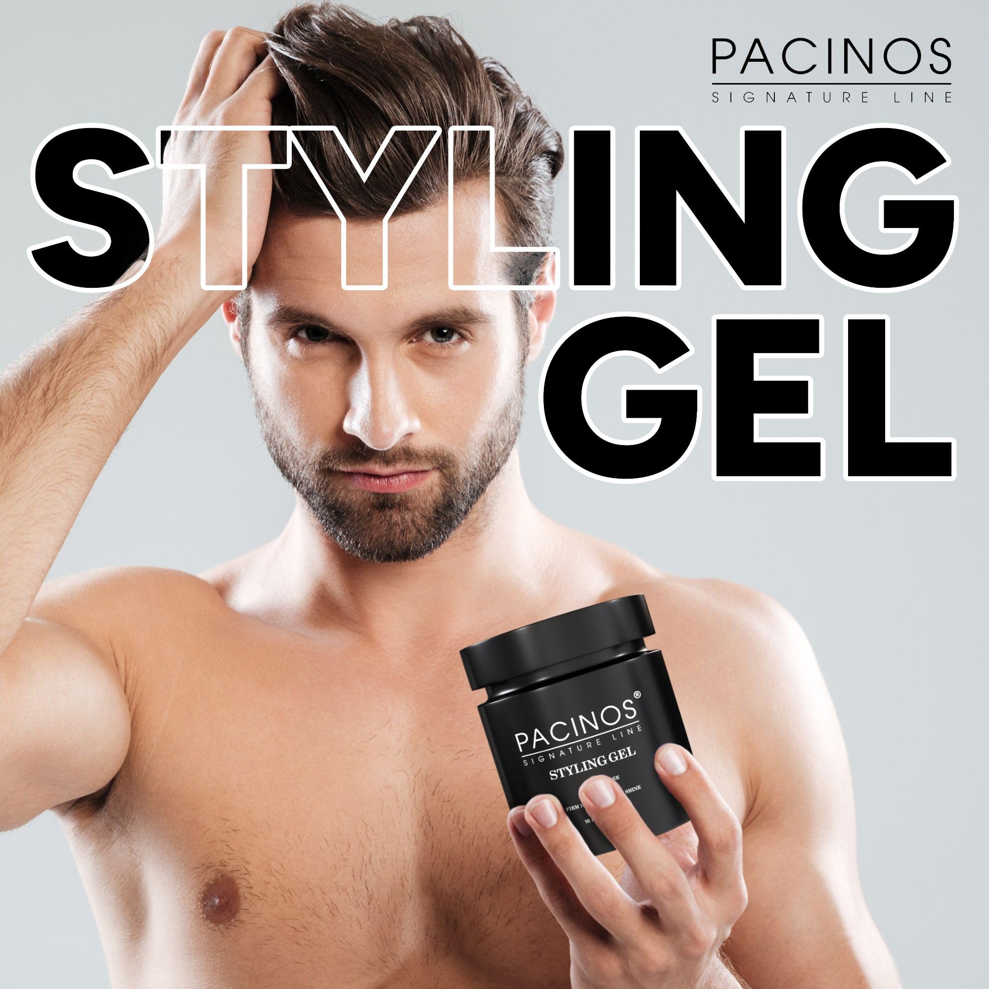 Pacinos Gel Coiffant : massage des cheveux pour style polyvalent et facile.