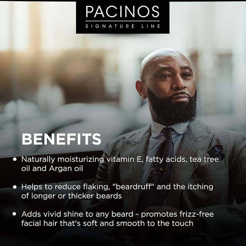 Pacinos huile-barbe-massage-mains: facilite l'application et apaise la peau.