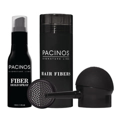 Pacinos kit fibres capillaires brun foncé, application précise pour couvrir les zones clairsemées.