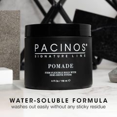 Pomade Pacinos contrôle les frisottis pour des cheveux lisses et maîtrisés.