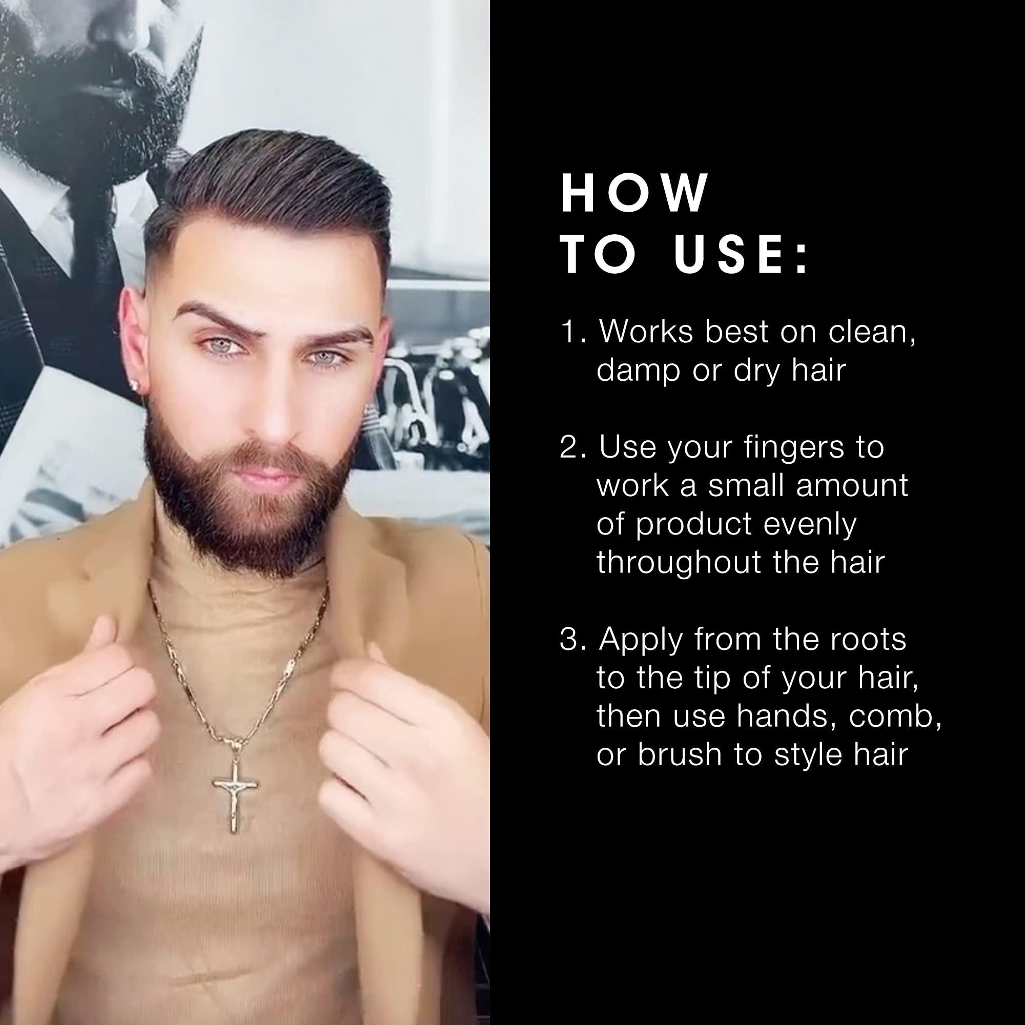 Pomade Pacinos adaptée à tous les types de cheveux pour une finition personnalisée.
