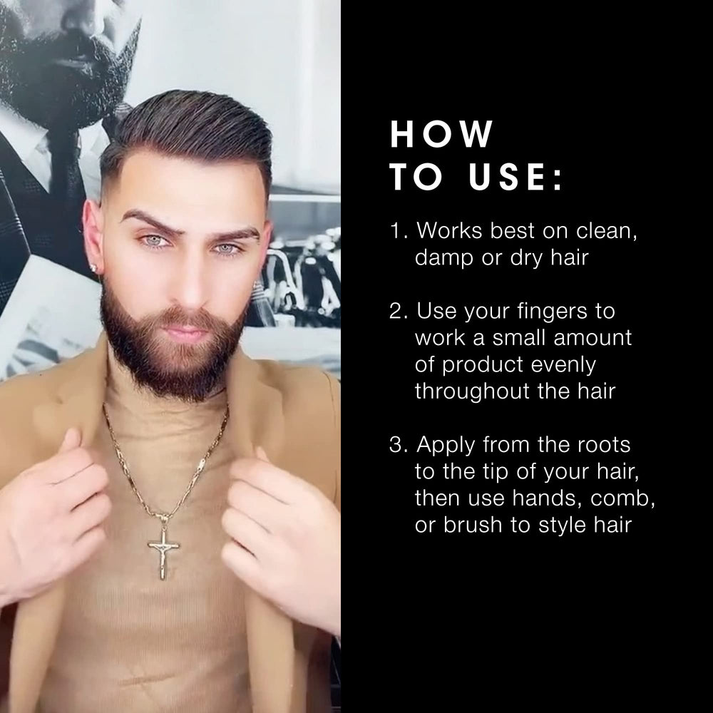 Pomade Pacinos adaptée à tous les types de cheveux pour une finition personnalisée.