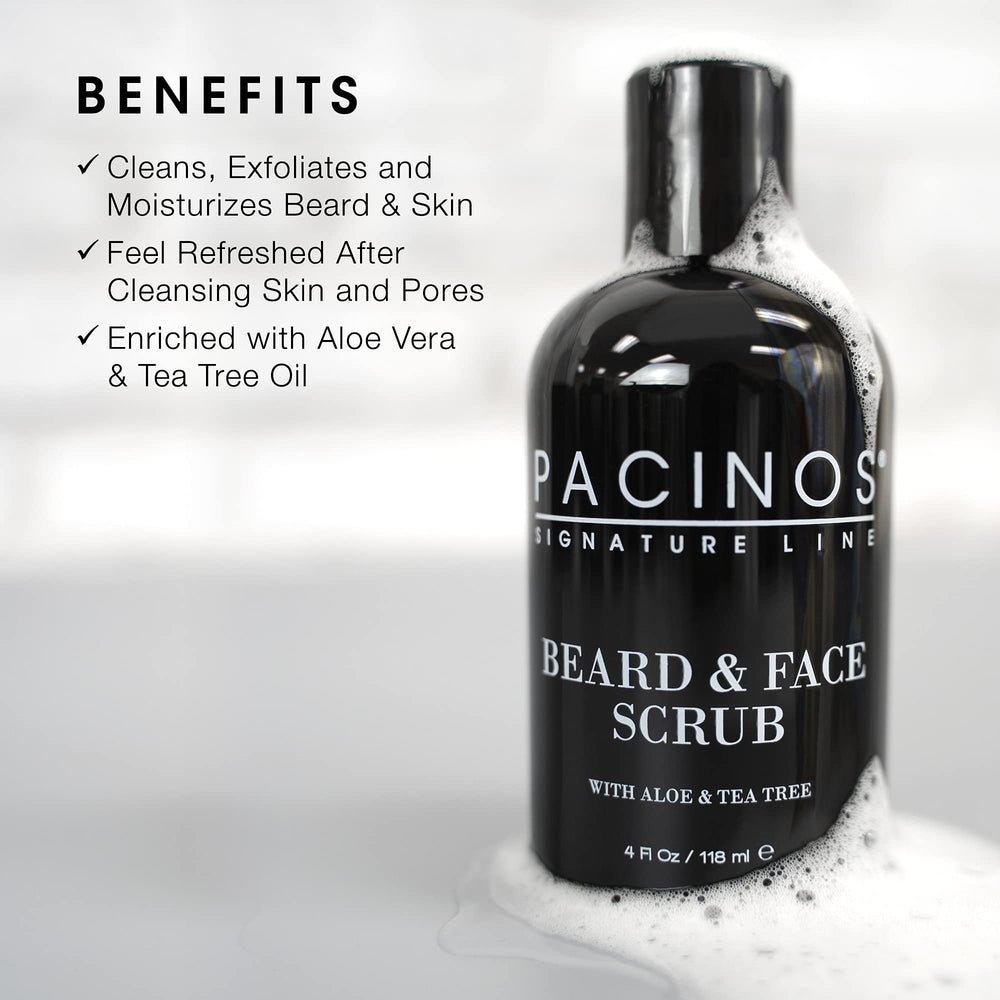 Pacinos Gommage Visage et Barbe - Aloe vera et arbre à thé pour peau propre et rafraîchie.