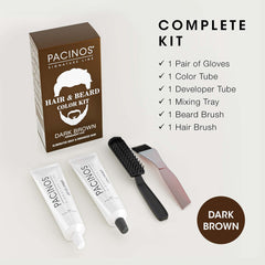 Pacinos tube colorant cheveux barbe brun foncé, application facile pour résultats naturels.