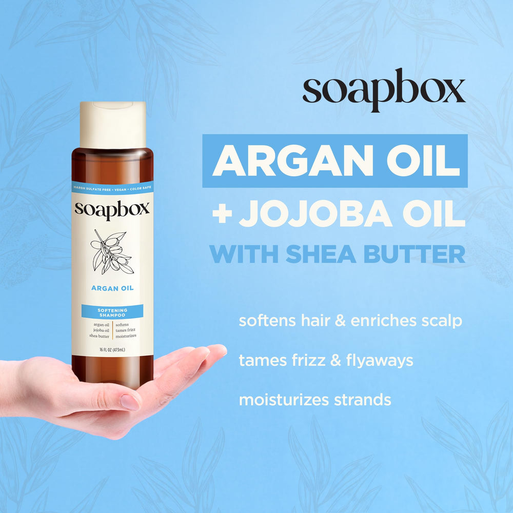 Duo Soapbox Argan – vegan et sans sulfates, cheveux respectés.