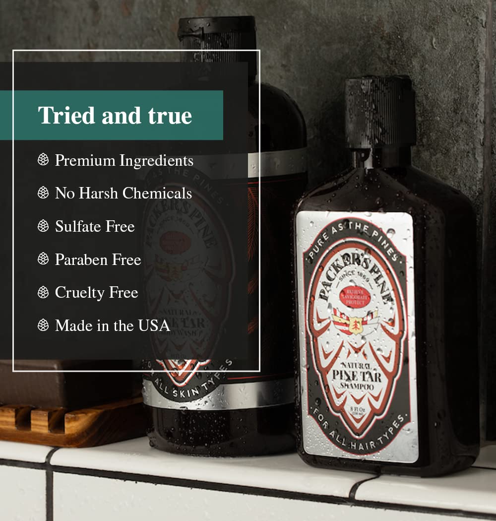 Duo soin capillaire Packer's Pine Tar — coffret visible et pratique.
