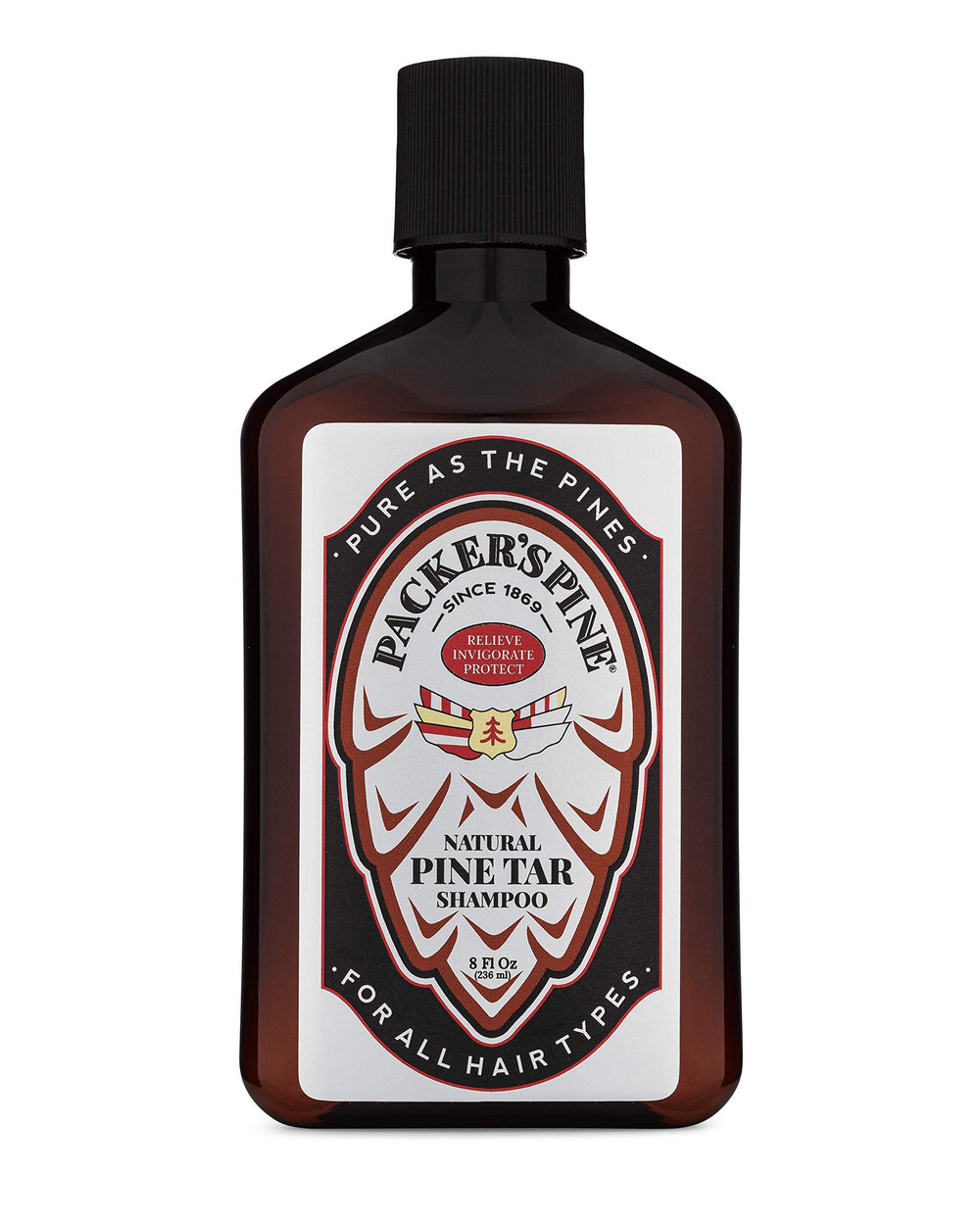 Packer's Pine Tar Shampoo — bouteille visible, soin naturel pour cuir chevelu sec et irrité.