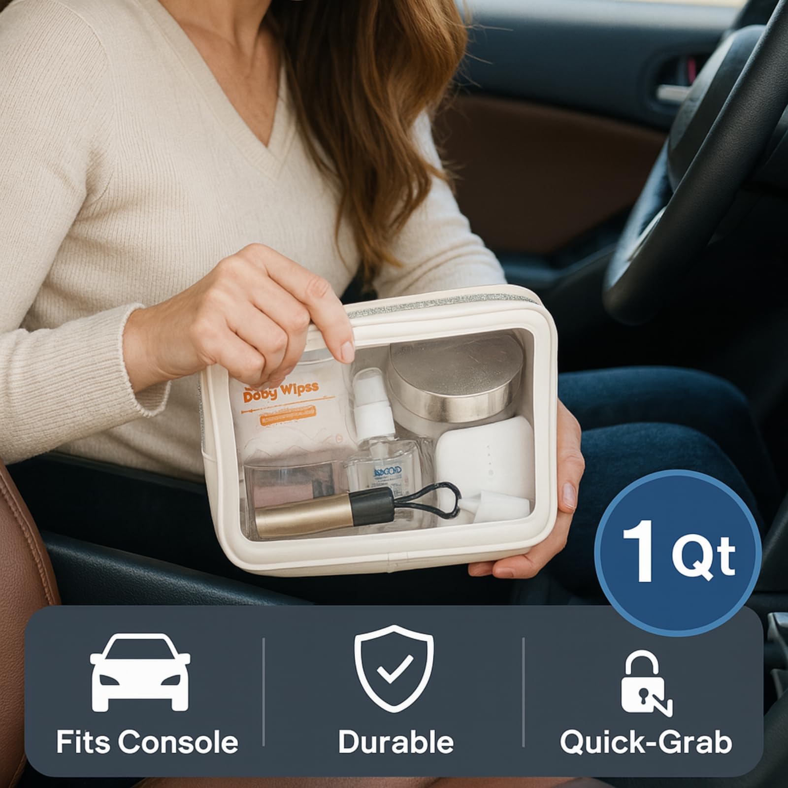 PACKISM organiseur voiture transparent, idéal pour console centrale