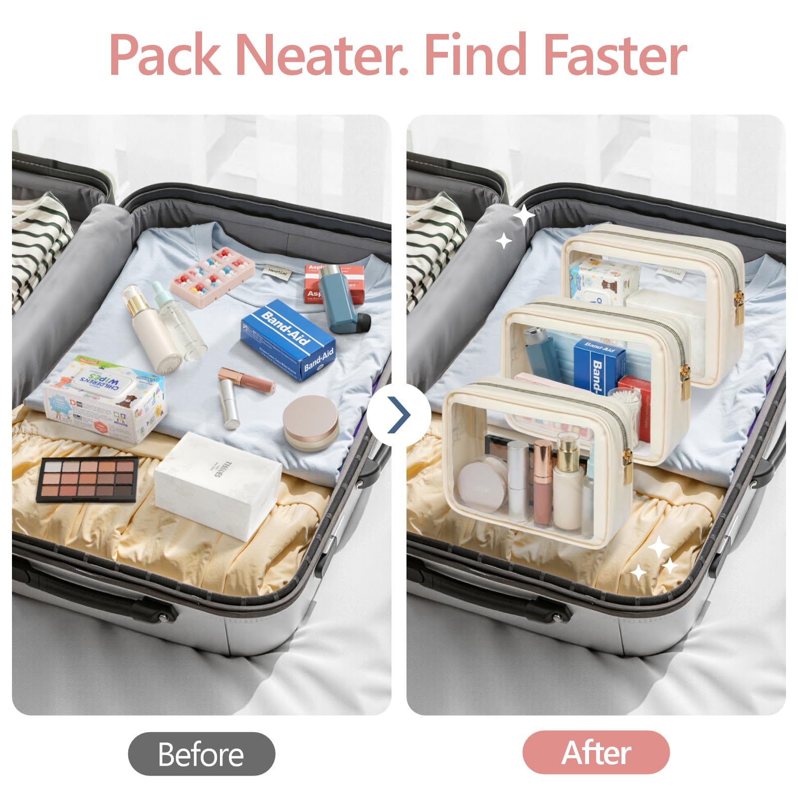 Sac transparent Packism moyen, parfait pour cabine d’avion et stockage
