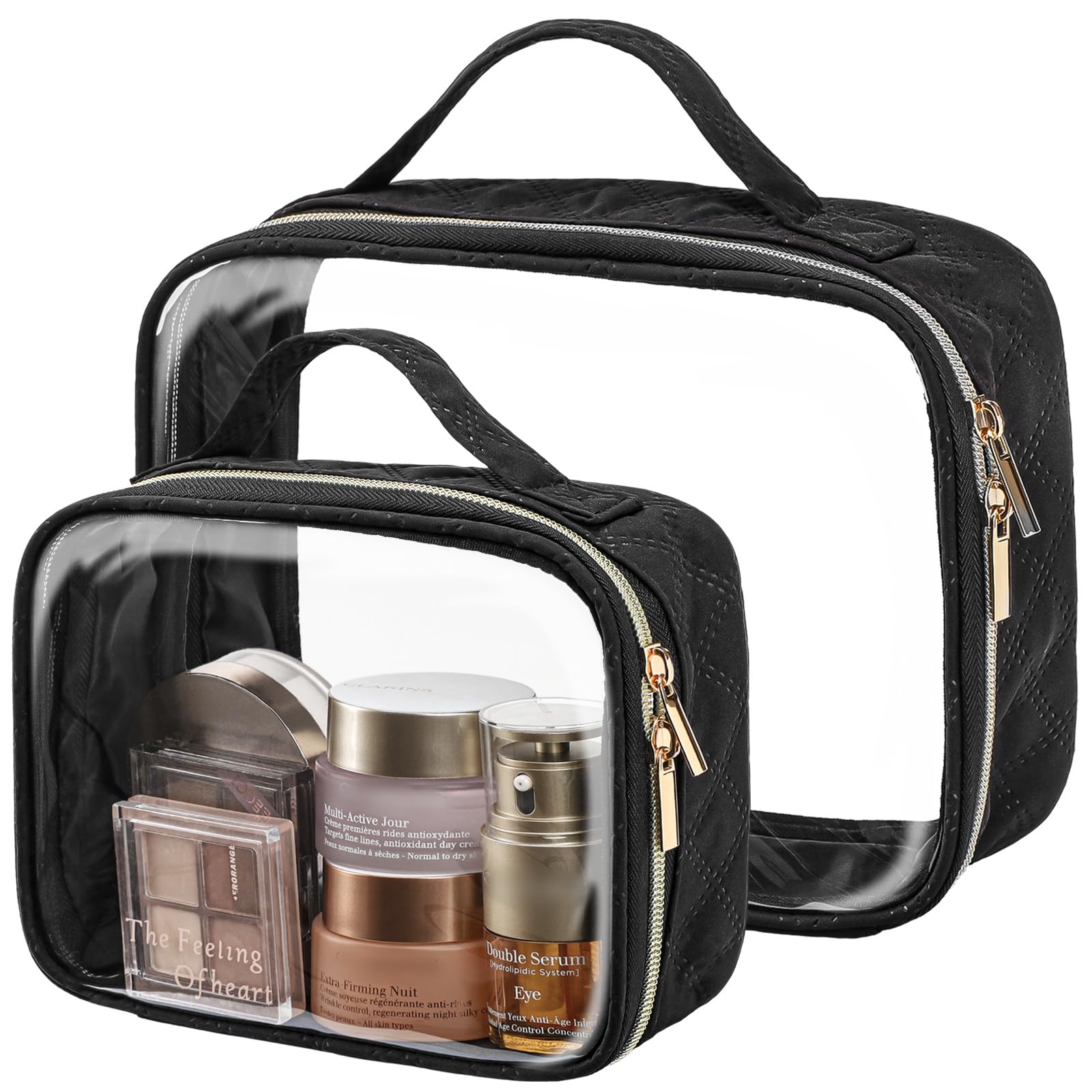 PACKISM sac-toilette transparent moyen avec poignee, rangement pratique et accès rapide en voyage.