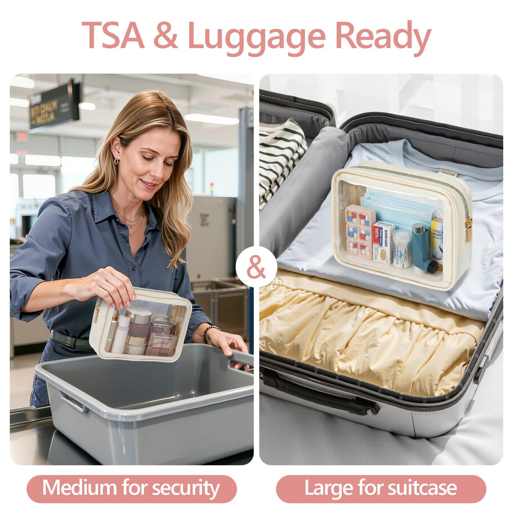 PACKISM sac de toilette transparent moyen ouvert pour les articles d'hygiène en déplacement.