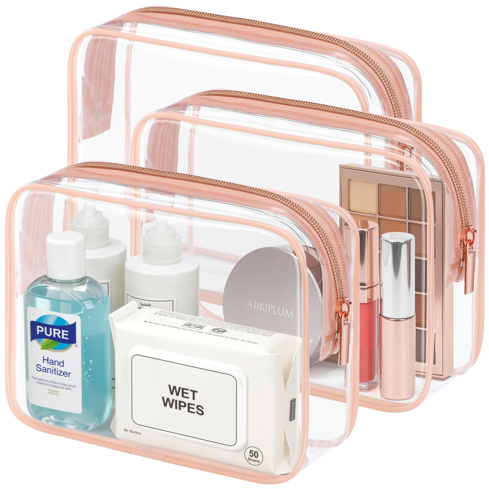 Packism trousse toilette transparente ensemble pour organiser les essentiels en voyage.