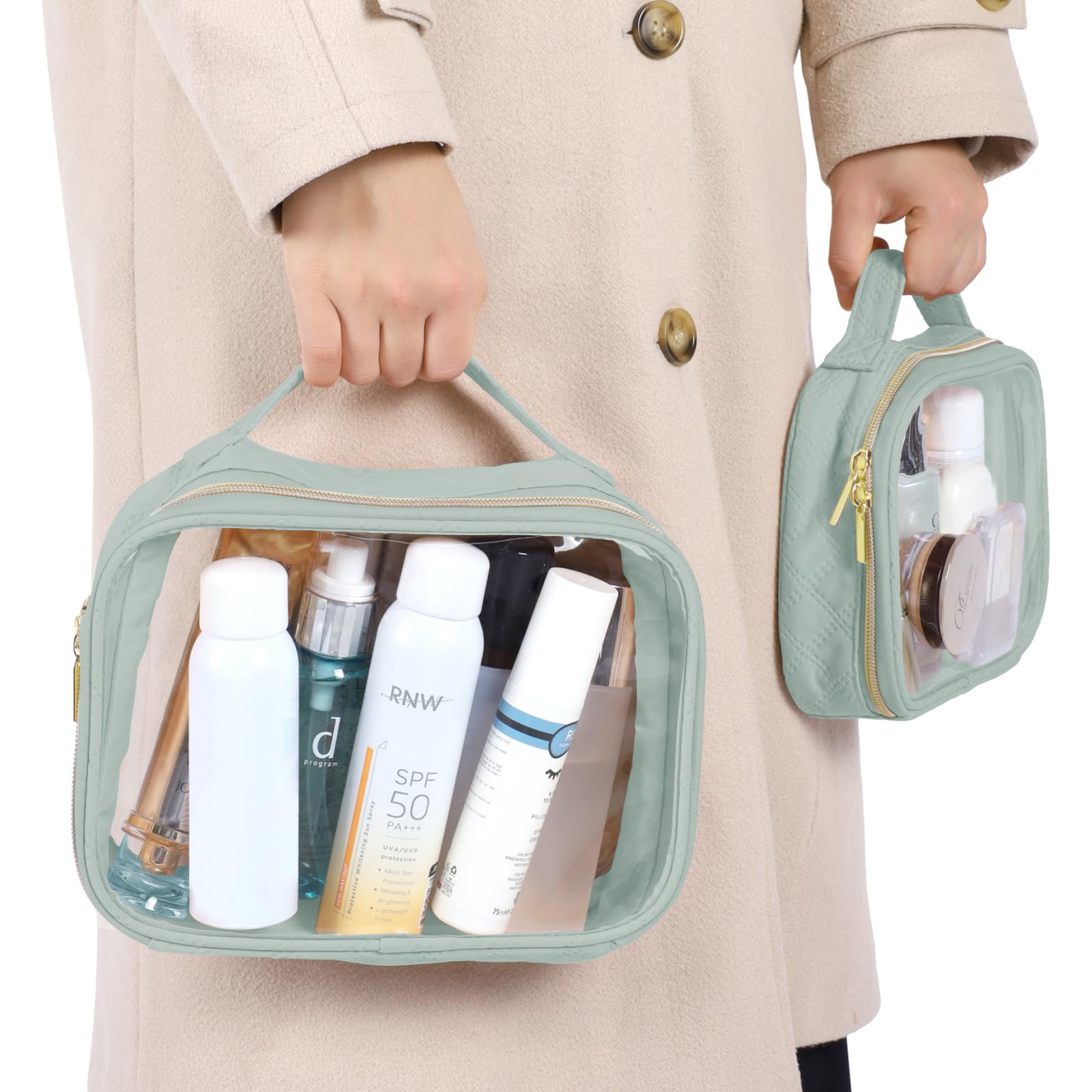 Packism trousse transparente renforcée, coutures solides pour voyages fréquents.