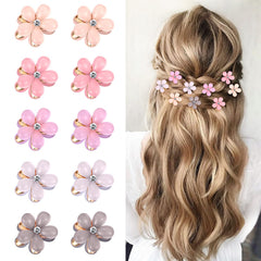 Broches mini Paderison en fleur cristal rose pour cheveux, éclat subtil
