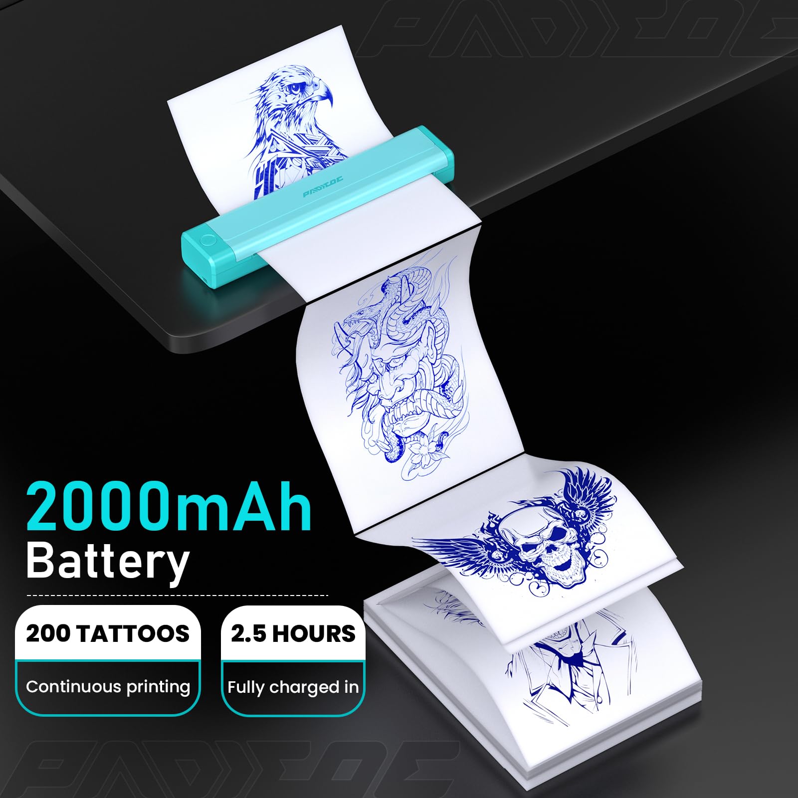 Padieoe imprimante stencil connexion bluetooth facilitant le transfert sans fil.