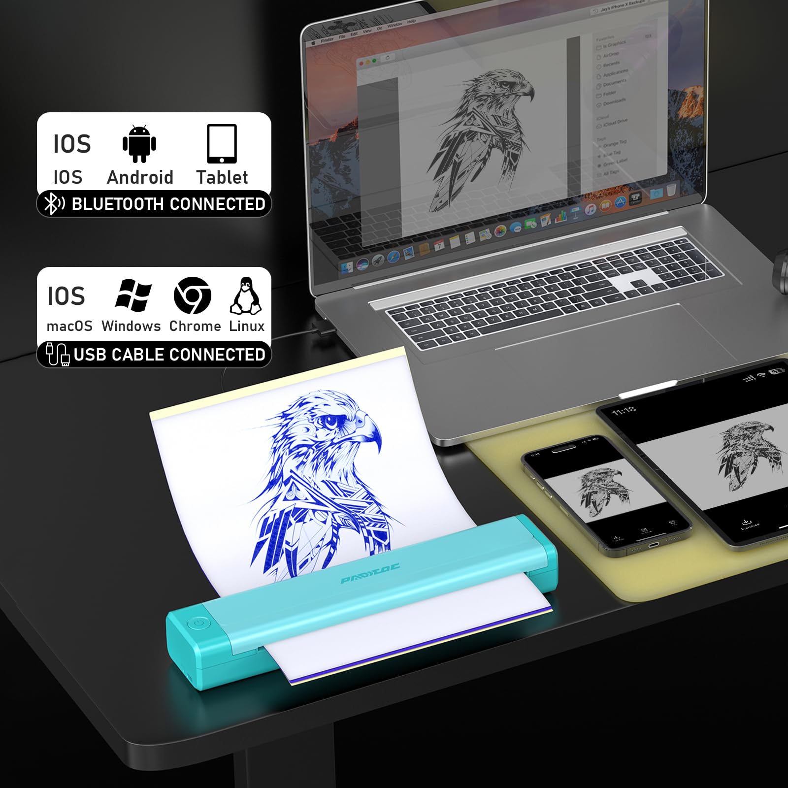 Padieoe imprimante stencil tatouage portable et légère, pratique en déplacement.