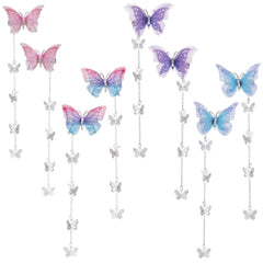 Barrette PAGOW papillon pompon bleu, maintien sûr et élégant pour cheveux