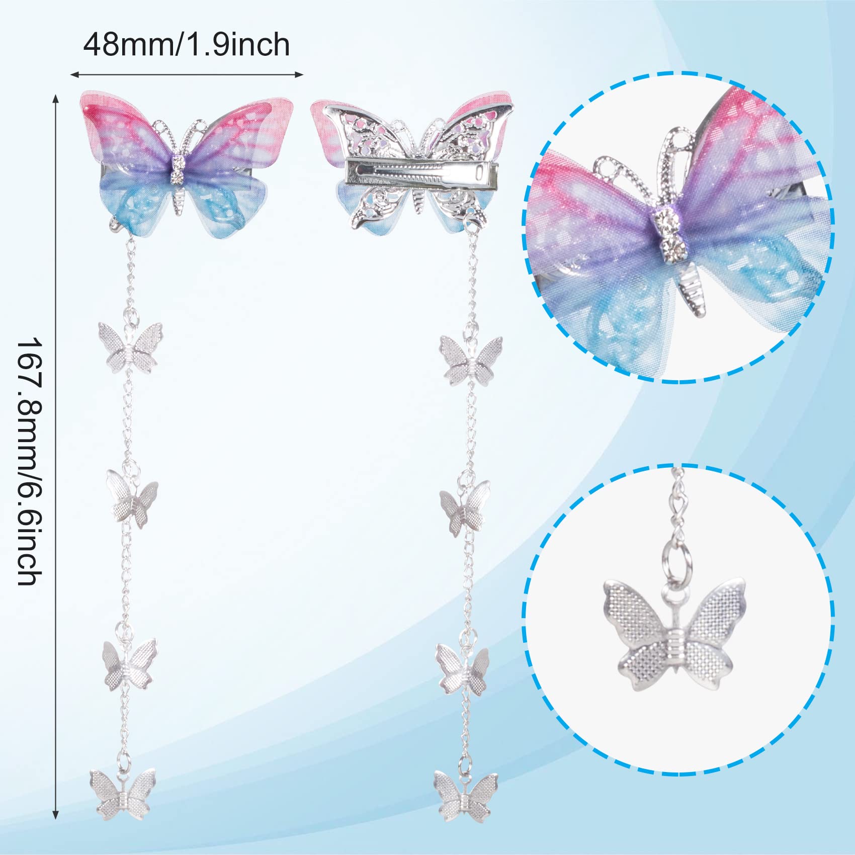 Barrette PAGOW papillon pompon violet, look chic pour occasions