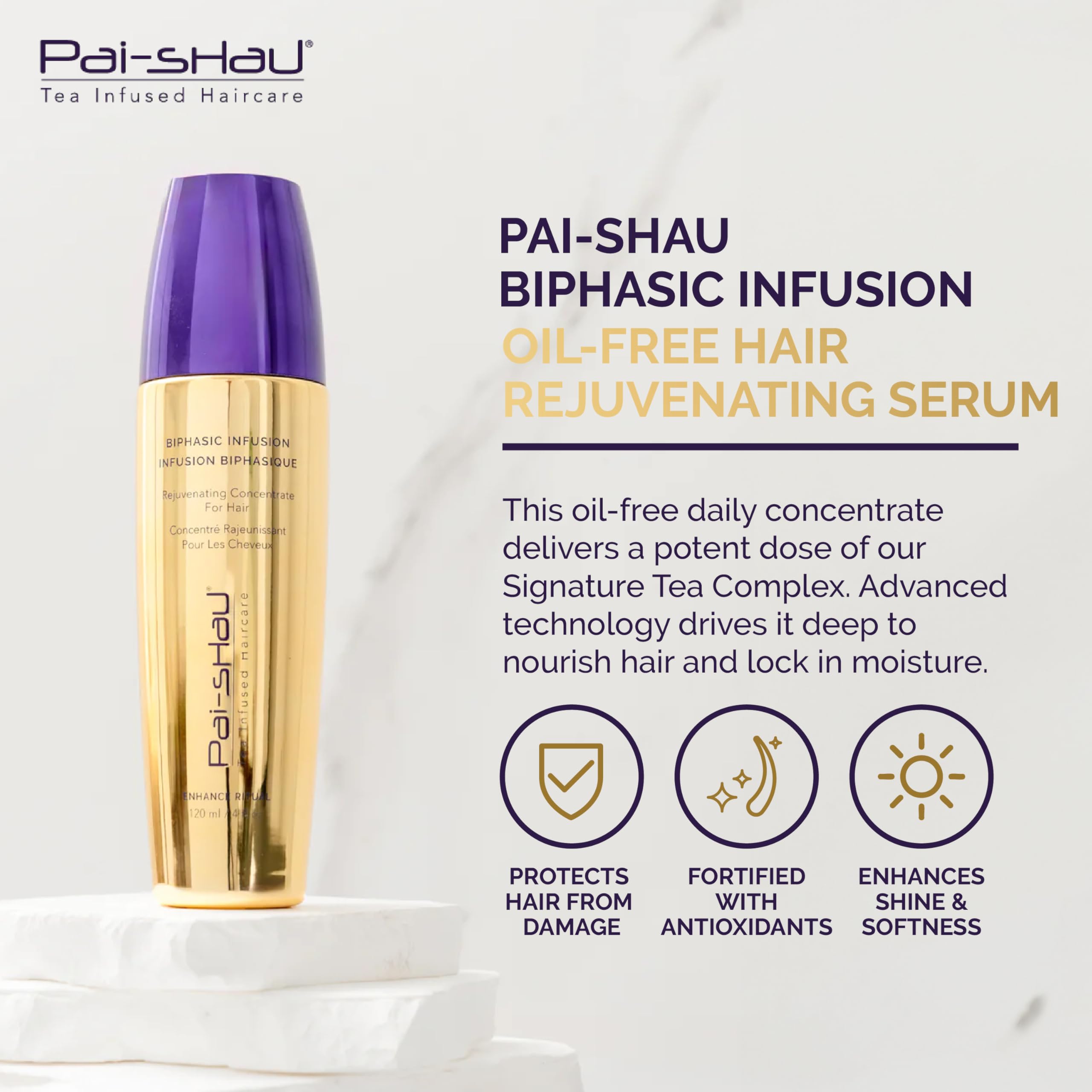 Sérum sans huile Pai-Shau Infusion Biphasique, nourrissant sans résidu gras.