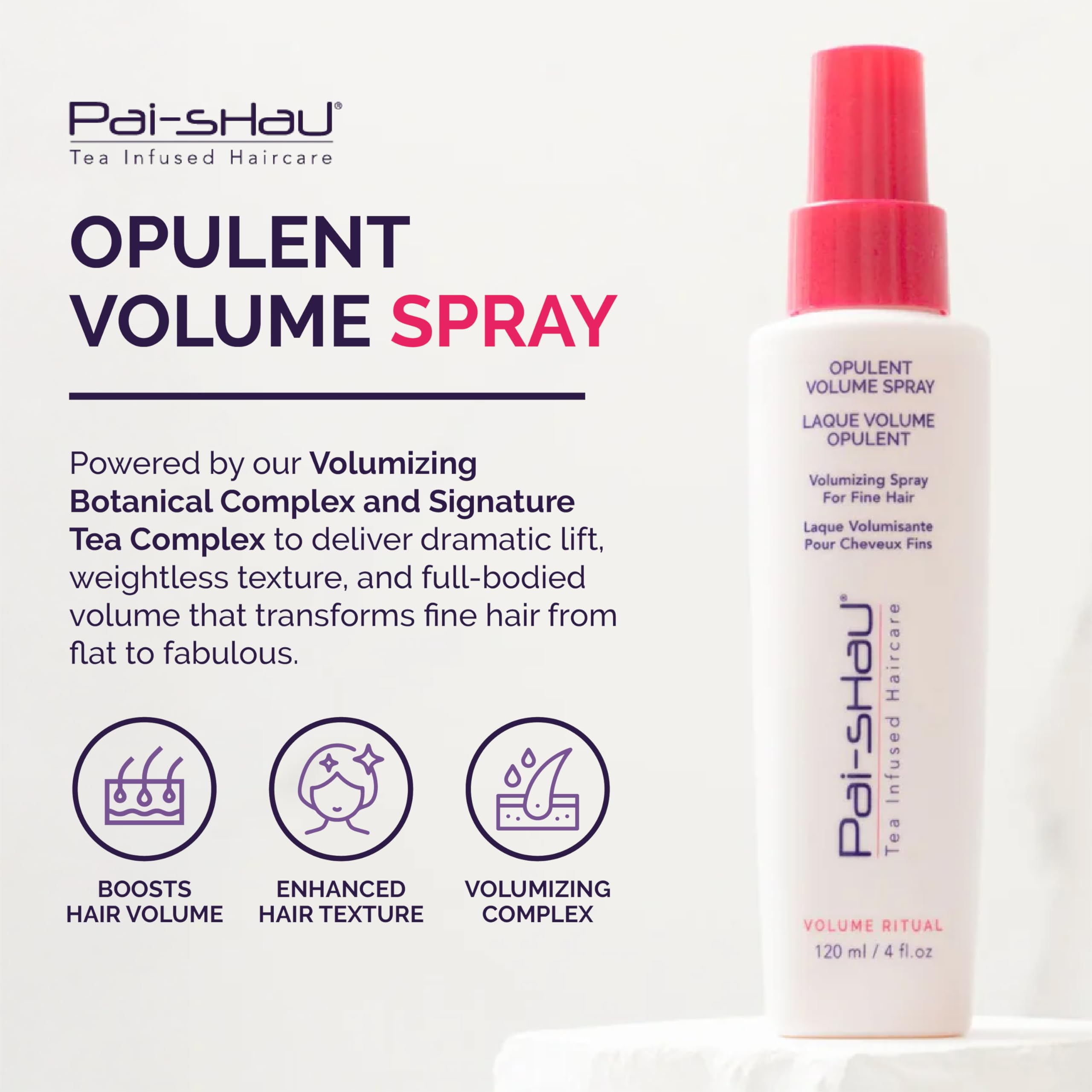 Pai-Shau Opulent Volume Spray — pompe pratique pour une application précise et légère.