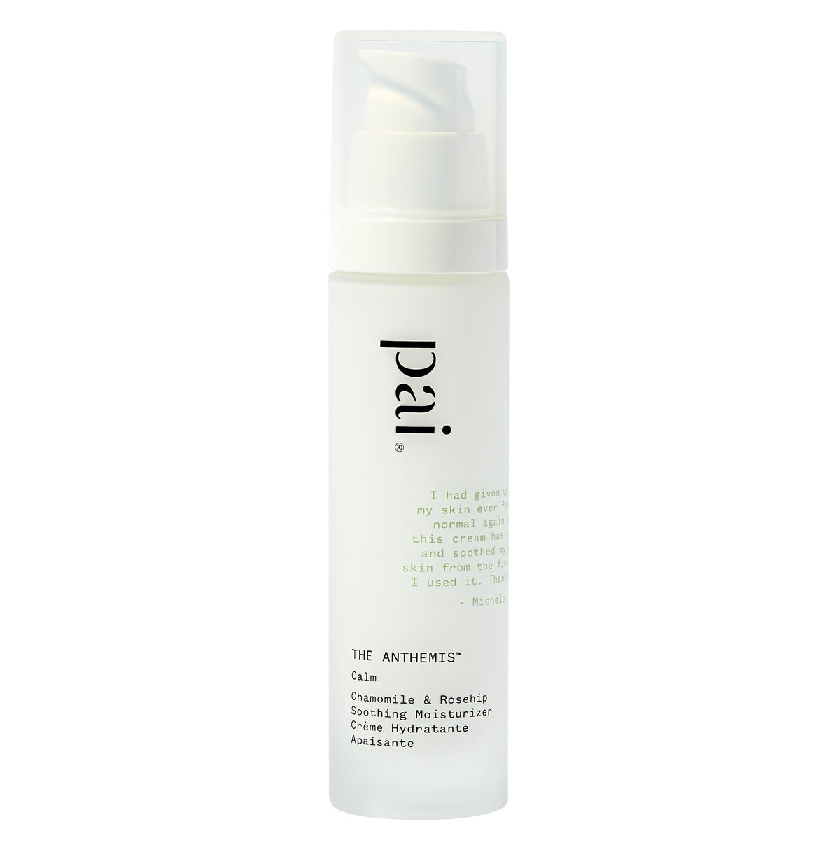 PAI SKINCARE The Anthemis: bouteille pompe montrant une crème légère apaisante pour peau sensible.