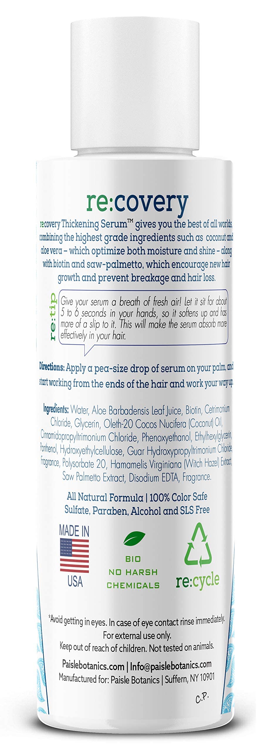 Résultats potentiels: cheveux plus volumineux et brillants avec Paisle Botanics Sérum.