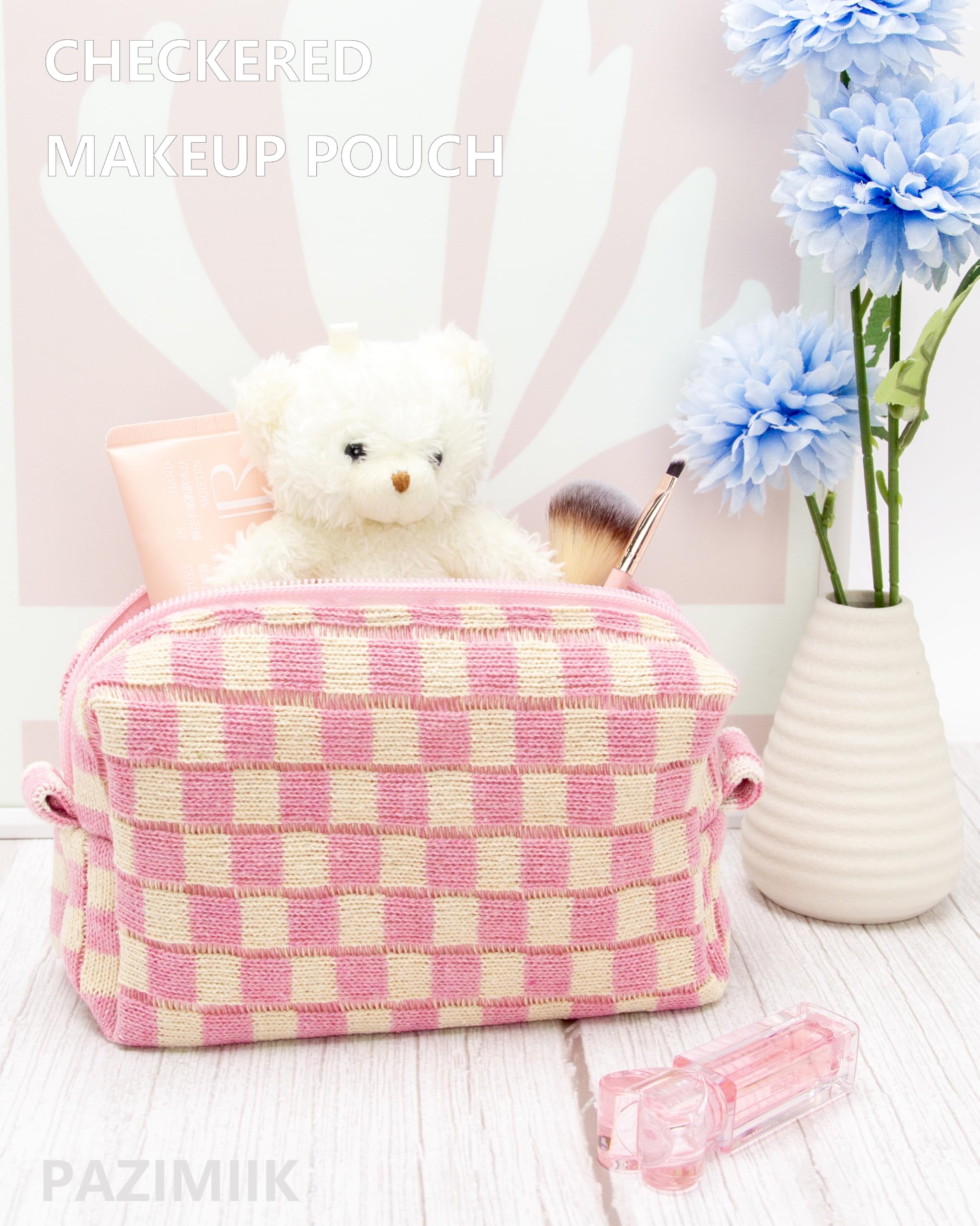 PAZIMIIK pochette avec fermeture métallique chic pour sécuriser vos cosmétiques en déplacement.