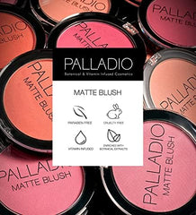 Palladio rouge à joues, mélange fluide pour un dégradé homogène.