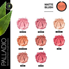 Palladio rouge à joues, pinceau en action pour une application précise.