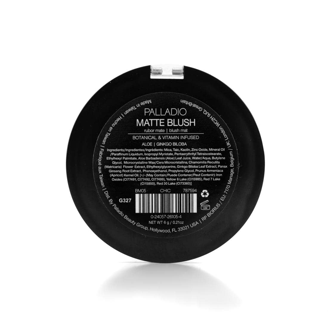 Palladio rouge à joues, ingrédients végétaux pour nourrir et apaiser la peau.