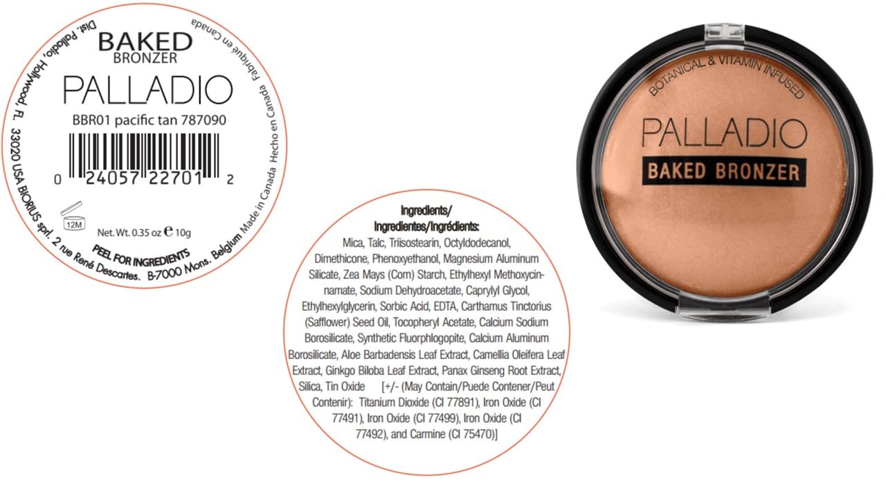 Palladio Bronzer cuit au four Pacific Tan — hydratation grâce à des actifs végétaux.