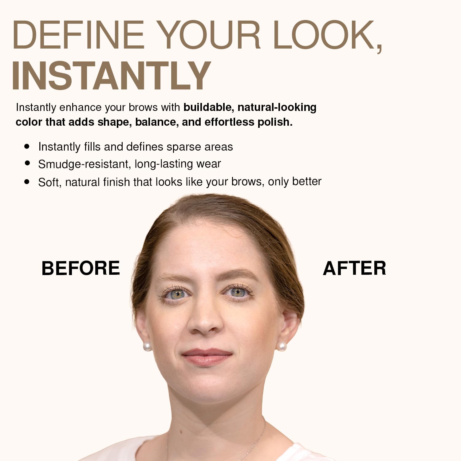 Échantillon de teinte Marron Foncé sur la peau avec Palladio Brow Definer.