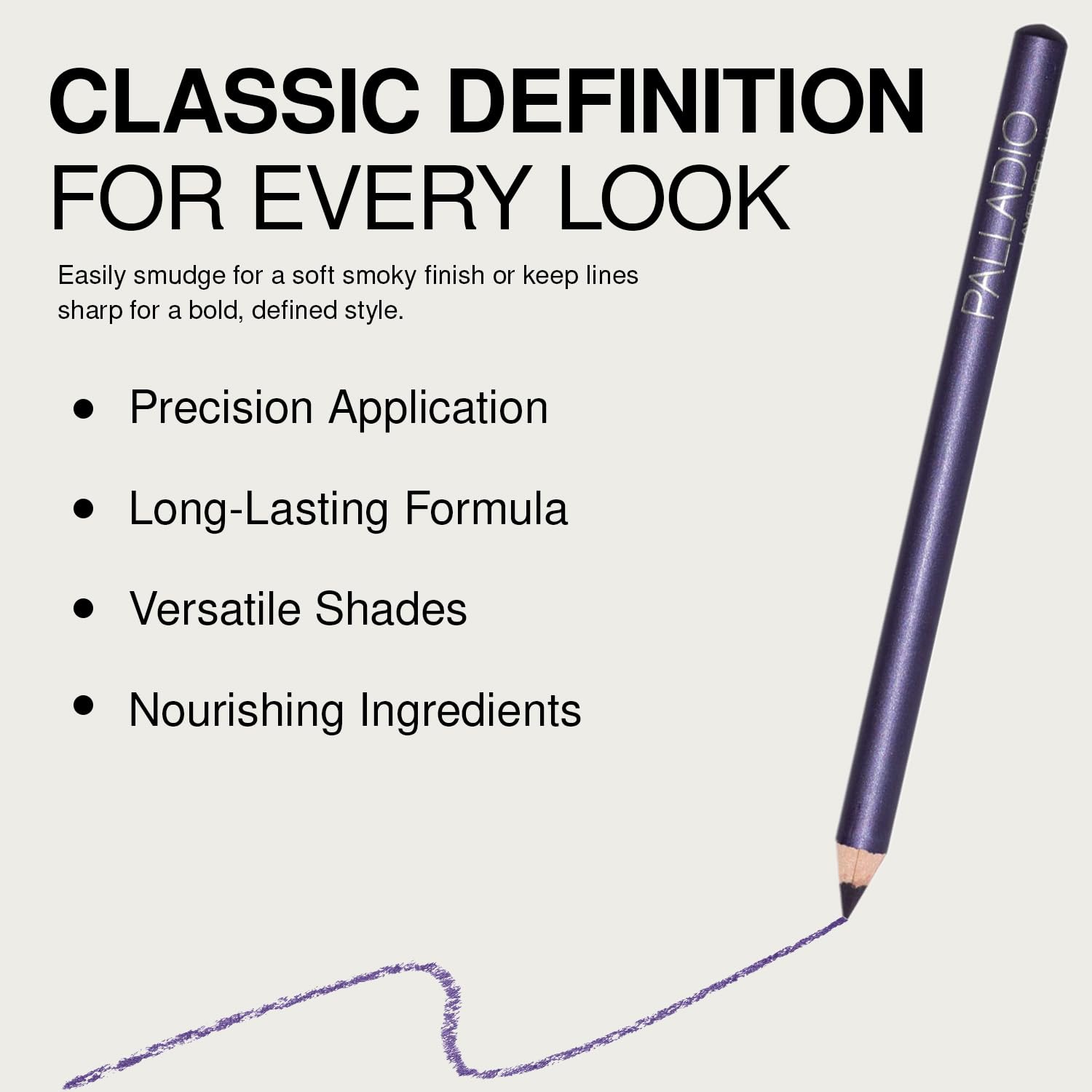 Palladio Crayon Yeux Tenue Longue Lavande — effet durable sans retouches.