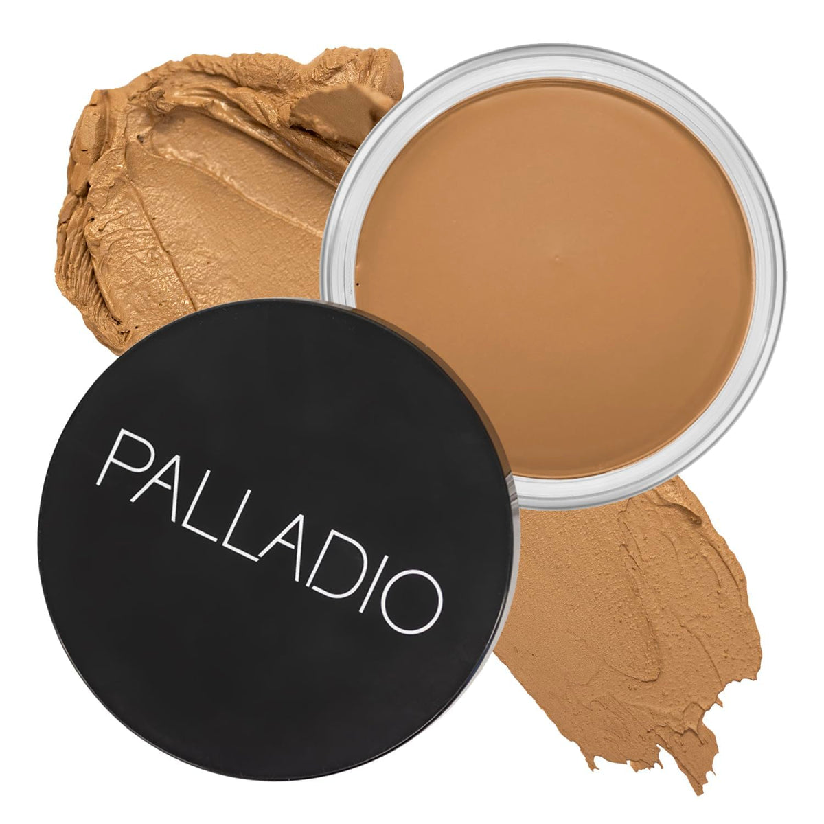 Palladio Cream Bronzer sur le visage, texture crèmeuse pour un éclat naturel caramel latte.