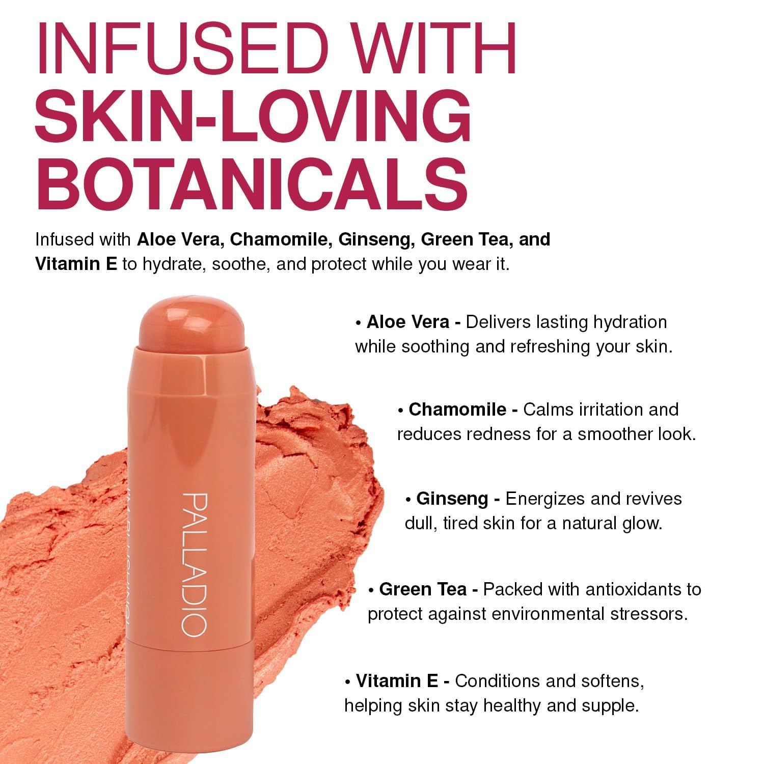 Palladio I'm Blushing 2-en-1 fini naturel sur peau, tenue longue durée.