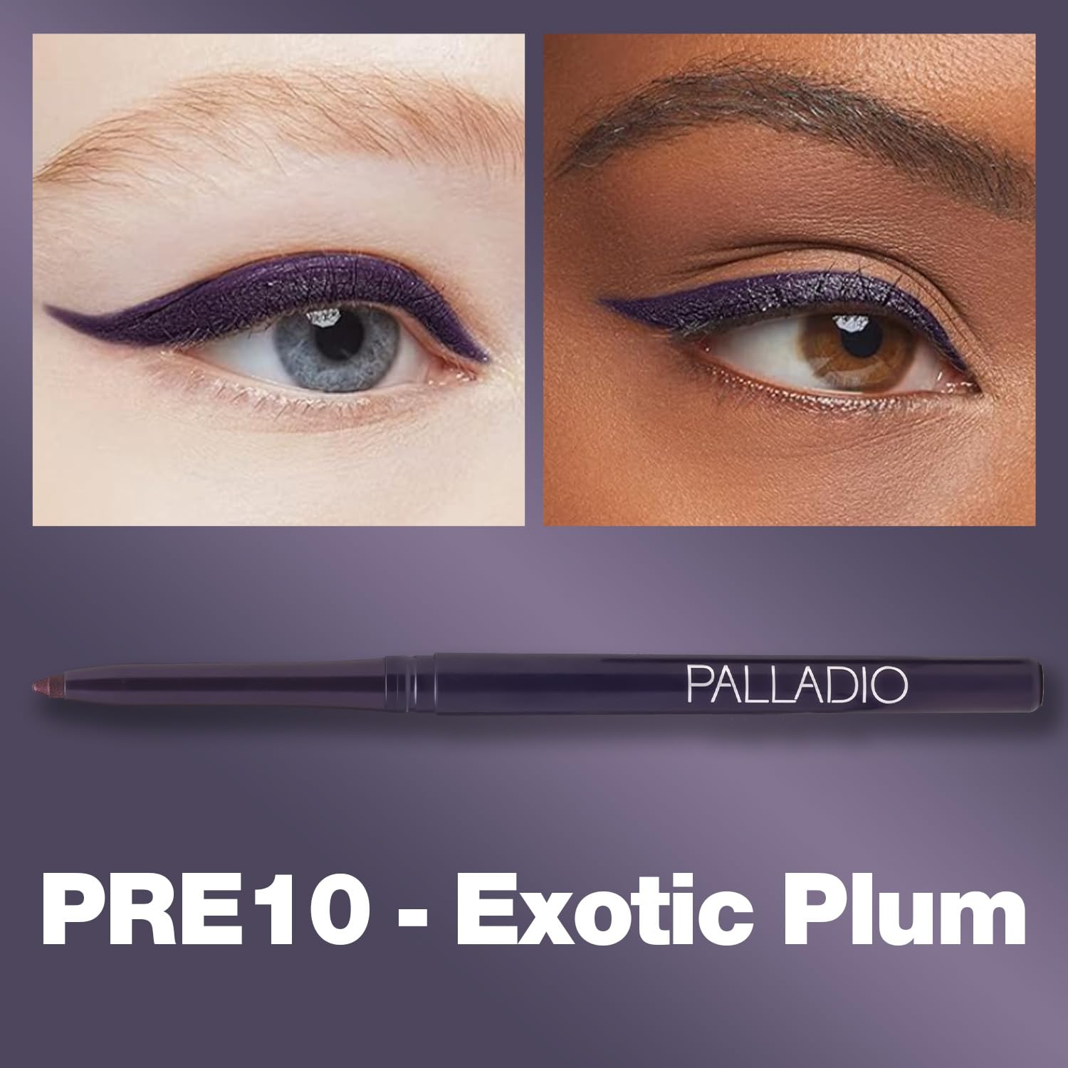 Palladio kajal application précise prune exotique : tracé net et contrôlé pour un regard pro.
